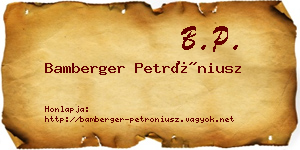 Bamberger Petróniusz névjegykártya